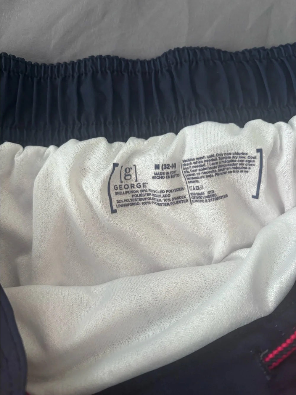 George Red and Navy Striped Swim Trunks